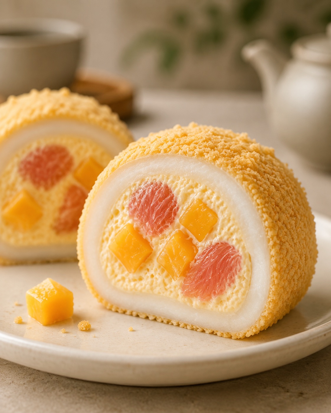 店内で仕込むフルーツチーズもち